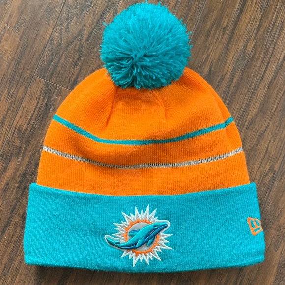 2 Miami Dolphins Pom Beanies / Winter hats - Picture 1 of 6